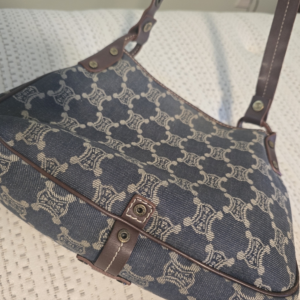 Celine Vintage Triomphe Denim Shoulder Bag - Picture 6 of 7